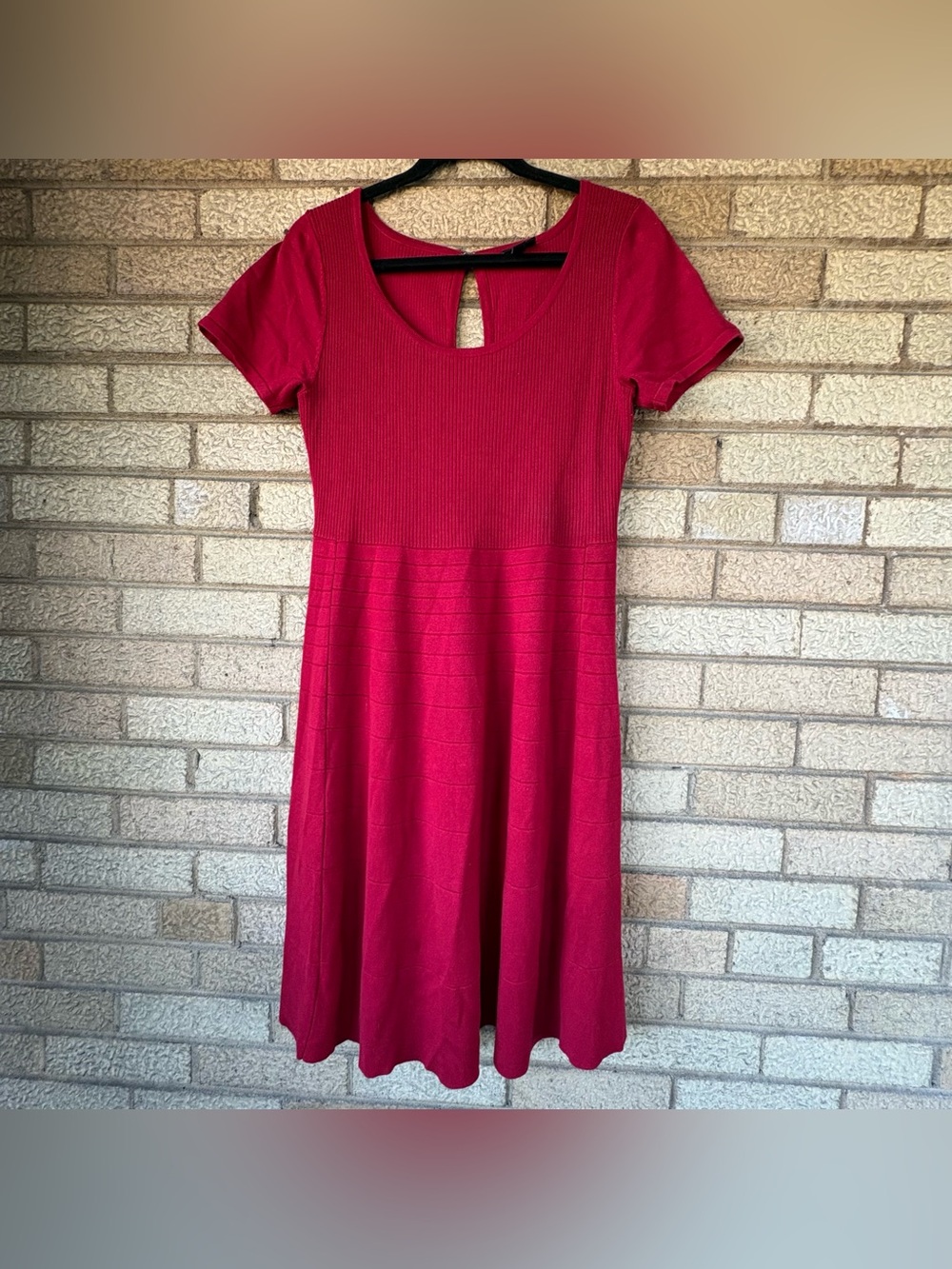 Women's Red Scoop Neck Short Sleeve Fit-and-Flare Dress Torrid Size 1